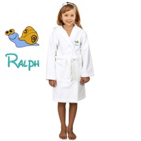 Cute Snail Cartoon Design & Custom Name Embroidery on Kids Hooded Bathrobe